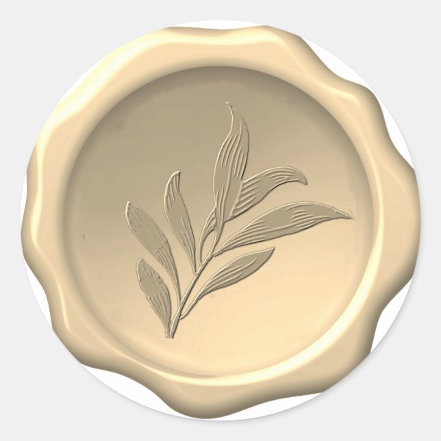 Wachs Siegel Embossed Blätter Botanischer Foliage  Runder Aufkleber (Vorderseite)