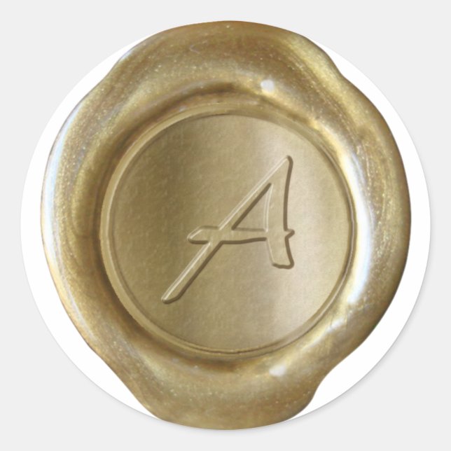 Wachs Siegel Monogram - Gold - Artistic A - Runder Aufkleber (Vorderseite)