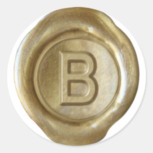 Wachs Siegel Monogram - Gold - Bold B - Runder Aufkleber