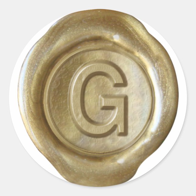 Wachs Siegel Monogram - Gold - Bold G - Runder Aufkleber (Vorderseite)