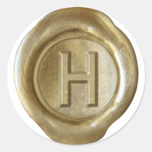 Wachs Siegel Monogram - Gold - Bold H - Runder Aufkleber
