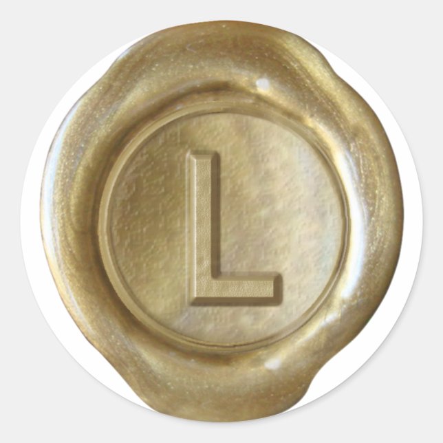 Wachs Siegel Monogram - Gold - Bold L - Runder Aufkleber (Vorderseite)