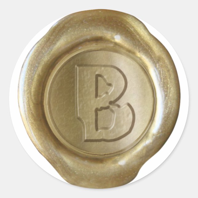 Wachs Siegel Monogram - Gold - Boulder B - Runder Aufkleber (Vorderseite)
