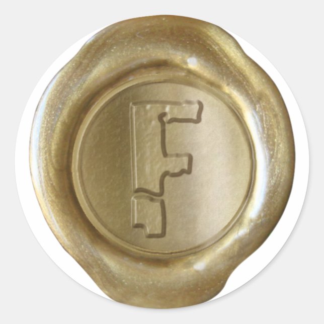 Wachs Siegel Monogram - Gold - Boulder F - Runder Aufkleber (Vorderseite)