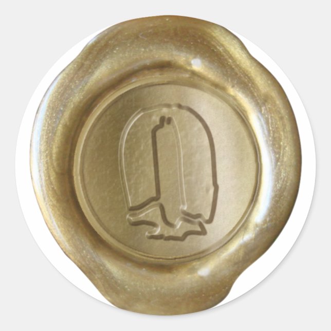Wachs Siegel Monogram - Gold - Boulder O - Runder Aufkleber (Vorderseite)