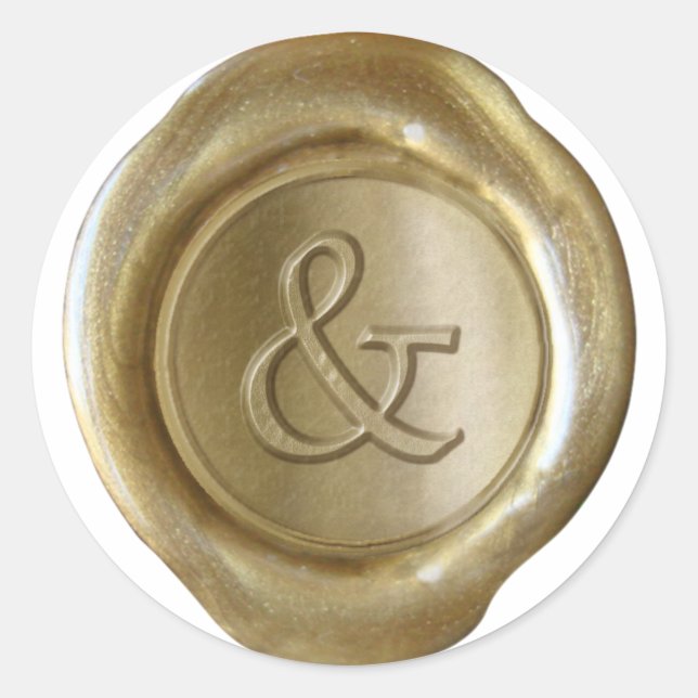 Wachs Siegel Monogram - Gold - Serif & - Runder Aufkleber (Vorderseite)