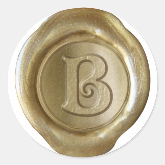 Wachs Siegel Monogram - Gold - Viktorianisch B - Runder Aufkleber (Vorderseite)