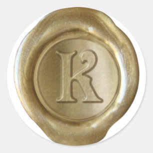 Wachs Siegel Monogram - Gold - Viktorianisch K - Runder Aufkleber