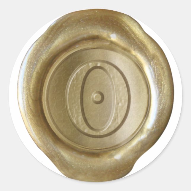 Wachs Siegel Monogram - Gold - Viktorianisch O - Runder Aufkleber (Vorderseite)