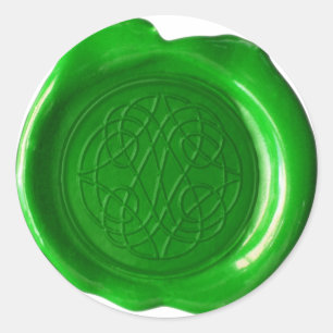 Wachs Siegel Monogram - Irish Green - Celtic - Runder Aufkleber