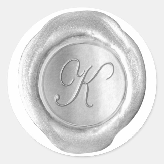 Wachs Siegel Monogram - Juah Silver - K - Runder Aufkleber (Vorderseite)