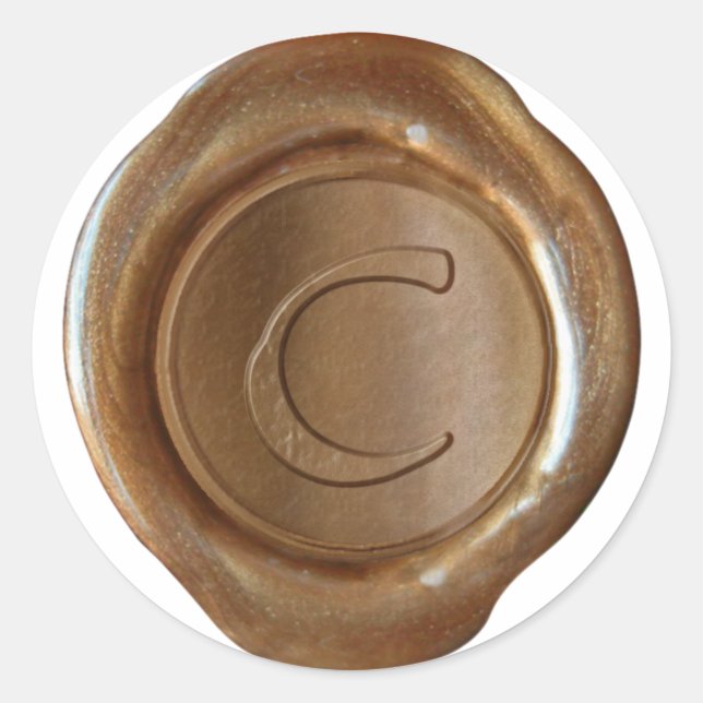 Wachs Siegel Monogram - Kupfer - Artistic C - Runder Aufkleber (Vorderseite)