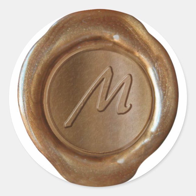 Wachs Siegel Monogram - Kupfer - Artistic M - Runder Aufkleber (Vorderseite)