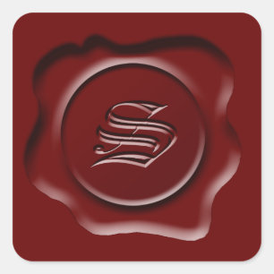 Wachs Siegel Monogram Letter S Quadratischer Aufkleber