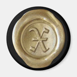 Wachs Siegel Monogram Magnet - Gold - Altes Englis