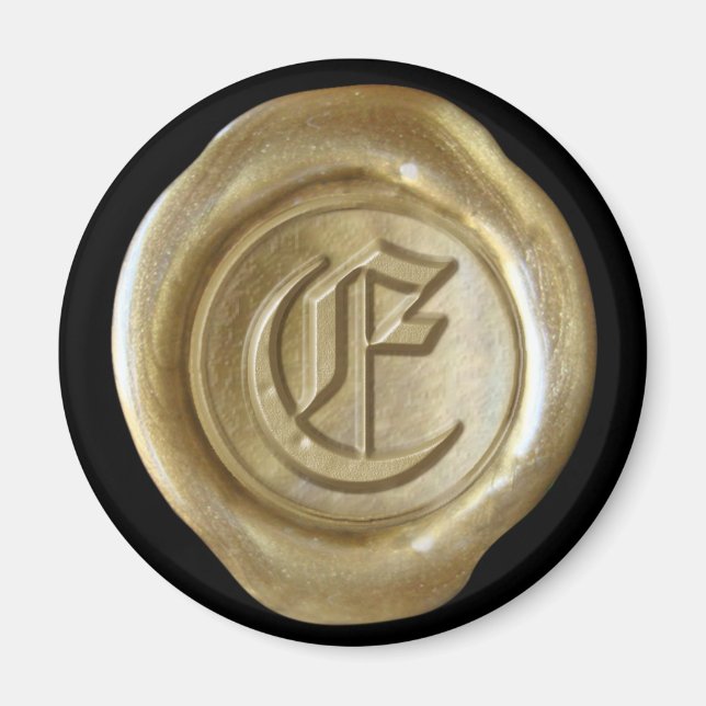 Wachs Siegel Monogram Magnet - Gold - Altes Englis (Vorne)