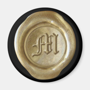 Wachs Siegel Monogram Magnet - Gold - Altes Englis