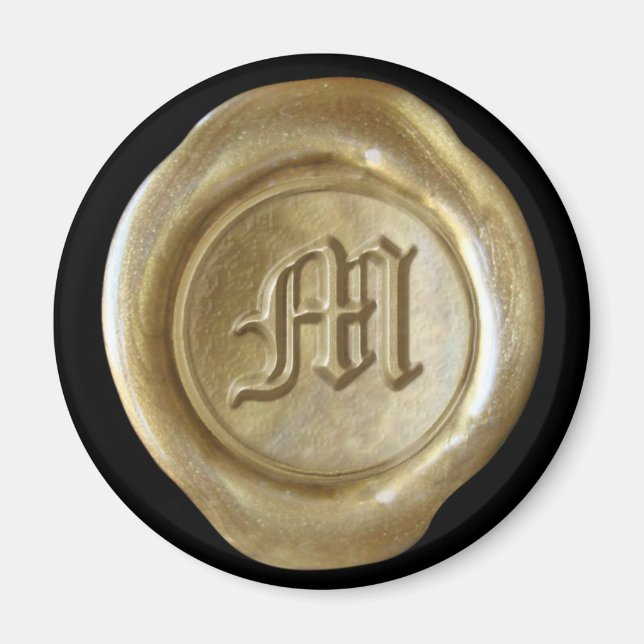 Wachs Siegel Monogram Magnet - Gold - Altes Englis (Vorne)