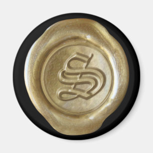 Wachs Siegel Monogram Magnet - Gold - Altes Englis