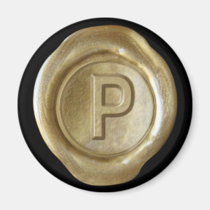 Wachs Siegel Monogram Magnet - Gold - Bold Style -