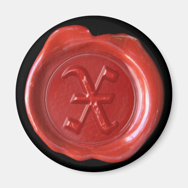 Wachs Siegel Monogram Magnet - Red - Old English - (Vorne)