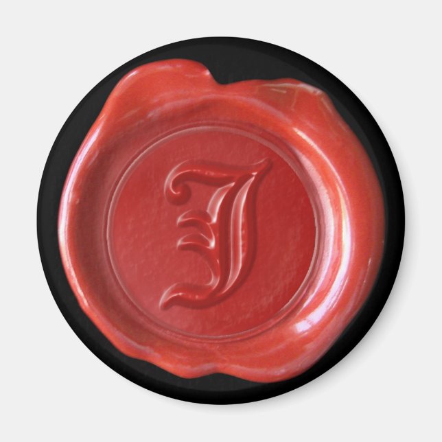 Wachs Siegel Monogram Magnet - Red - Old English - (Vorne)