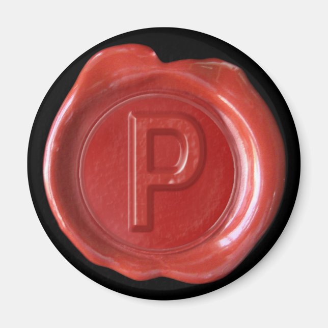 Wachs Siegel Monogram Magnet - Rot - Bold Style - (Vorne)