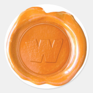 Wachs Siegel Monogram - Orange - W - Runder Aufkleber