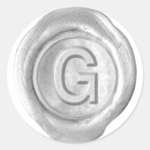 Wachs Siegel Monogram - Silver - Bold G - Runder Aufkleber