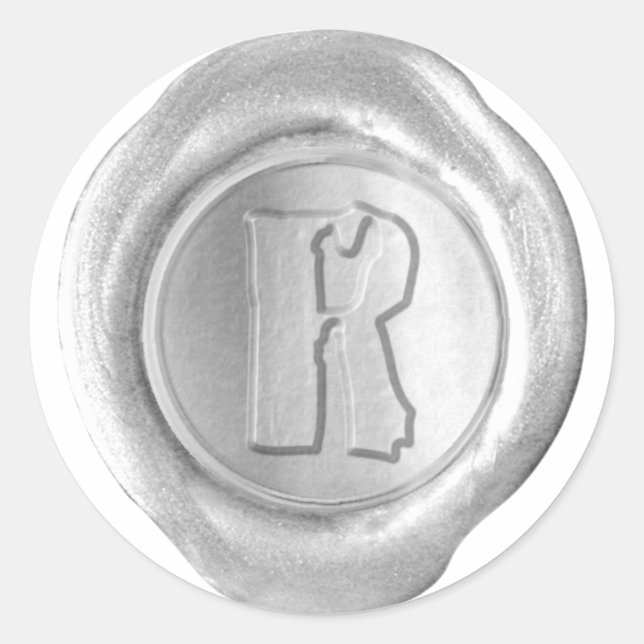 Wachs Siegel Monogram - Silver - Boulder R - Runder Aufkleber (Vorderseite)