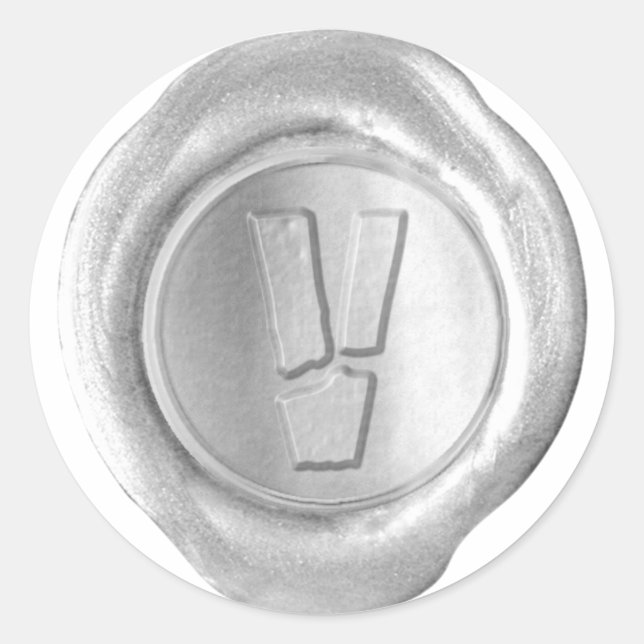 Wachs Siegel Monogram - Silver - Boulder V - Runder Aufkleber (Vorderseite)