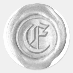 Wachs Siegel Monogram - Silver - Old English E - Runder Aufkleber