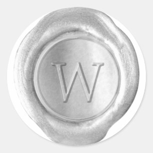 Wachs Siegel Monogram - Silver - Serif W - Runder Aufkleber