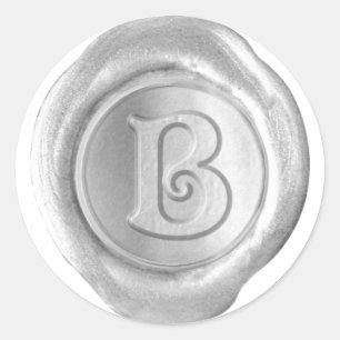 Wachs Siegel Monogram - Silver - Viktorianisch B - Runder Aufkleber