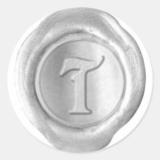 Wachs Siegel Monogram - Silver - Viktorianisch T - Runder Aufkleber