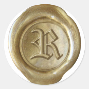Wachs Siegel Monogramm - Gold - Altenglisch - Buch Runder Aufkleber