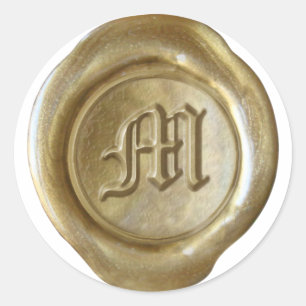 Wachs Siegel Monogramm - Gold - Altenglisch - Buch Runder Aufkleber