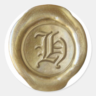 Wachs Siegel Monogramm - Gold - Altenglisch - Buch Runder Aufkleber