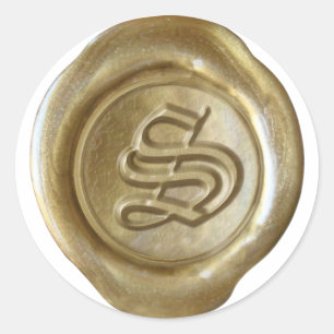 Wachs Siegel Monogramm - Gold - Altenglisch - Buch Runder Aufkleber