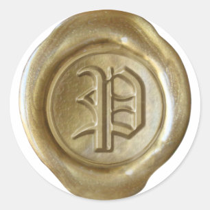 Wachs Siegel Monogramm - Gold - Altenglisch - Buch Runder Aufkleber