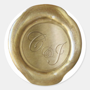 Wachs-Siegel-Monogramm - Gold - C&J - Carrie Custo Runder Aufkleber