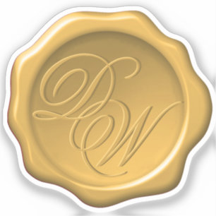 Wachs Siegel Monogramm Gold Gelb Kalligrafie Hochz Aufkleber