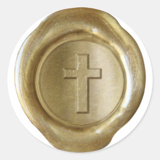 Wachs-Siegel-Monogramm - Gold - Kreuz - Runder Aufkleber