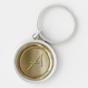 Wachs-Siegel-Monogramm - Gold - künstlerisches A  Schlüsselanhänger