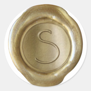 Wachs-Siegel-Monogramm - Gold - ModernSlim S - Runder Aufkleber