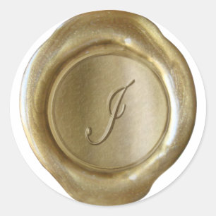 Wachs Siegel Monogramm - Gold - Schrift I - Runder Aufkleber