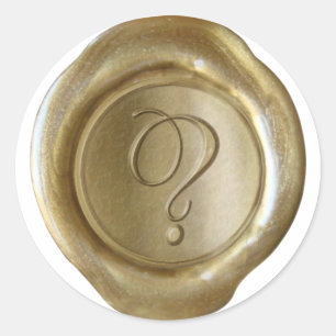 Wachs-Siegel-Monogramm - Gold - Schrift ?- Runder Aufkleber