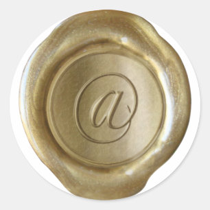 Wachs-Siegel-Monogramm - Gold - Schrift @ - Runder Aufkleber