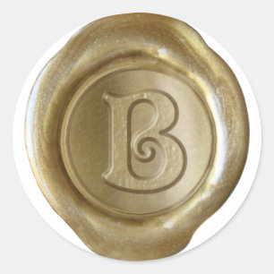Wachs-Siegel-Monogramm - Gold - Viktorianisch B - Runder Aufkleber