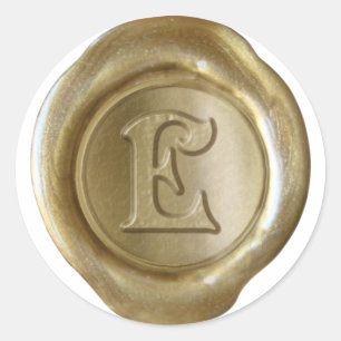 Wachs-Siegel-Monogramm - Gold - Viktorianisch E - Runder Aufkleber